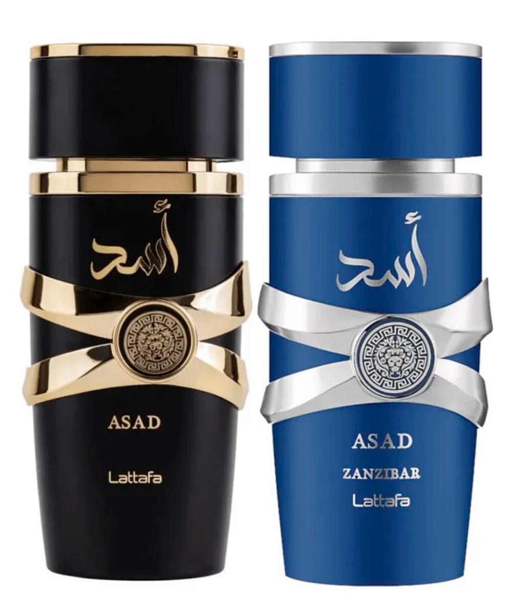 Lattafa Asad 5th Anniversary Asad Eau de Parfum 3.4oz + Asad Zanzibar Eau de Parfum 3.4oz Gift Set For Men
