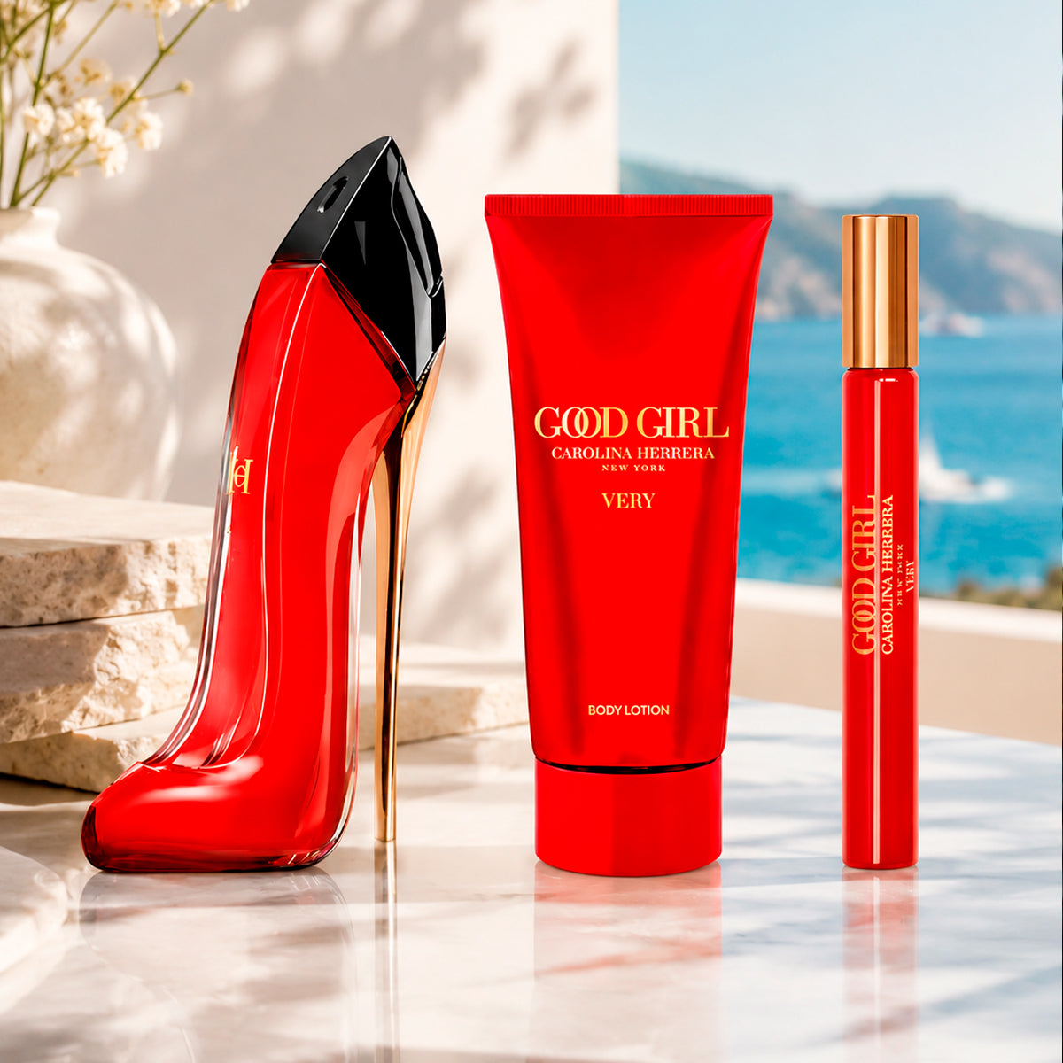 Carolina Herrera Very Good Girl Eau de Parfum 2.7oz + Eau de Parfum 0.34oz + Body Lotion 3.4oz Gift Set For Women
