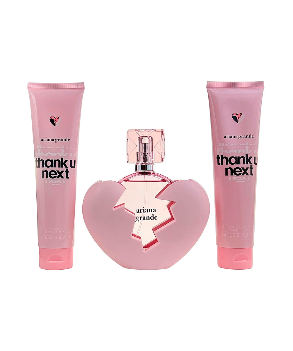 Ariana Grande Thank U Next Eau De Parfum 3.4oz + Body Souffle 3.4oz + Shower Gel 3.4oz Gift Set For Women