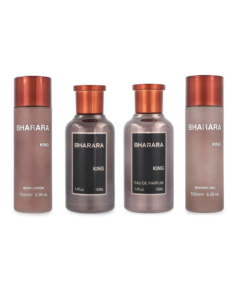 Bharara King Eau de Parfum 3.4oz + Body Lotion 3.4oz + Shower Gel 3.4oz + After Shave 3.4oz Gift Set For Men
