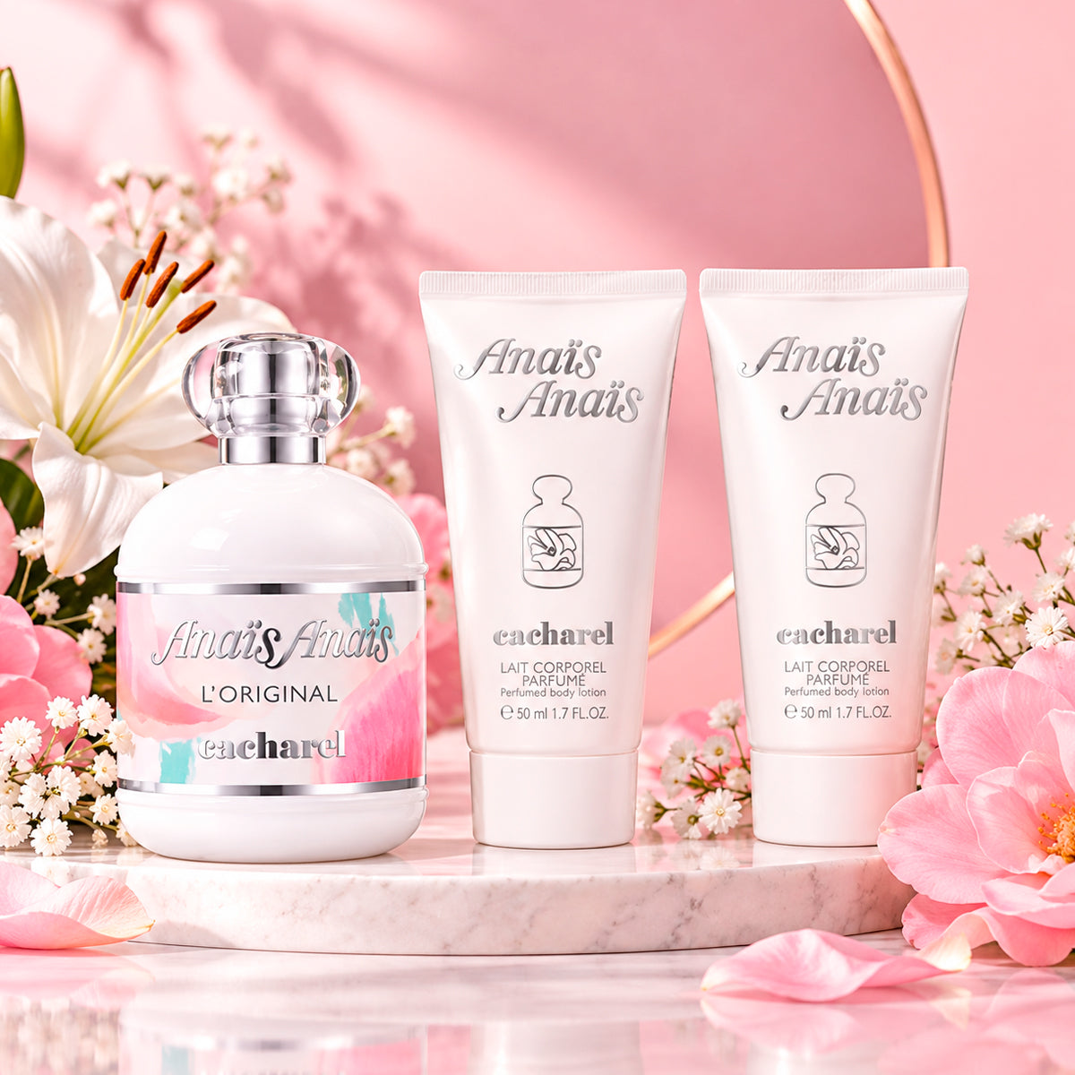 Carcharel Anais Anai Eau de Toilette 3.4.oz + 2 Body Lotions 1.7oz Gift Set For Women