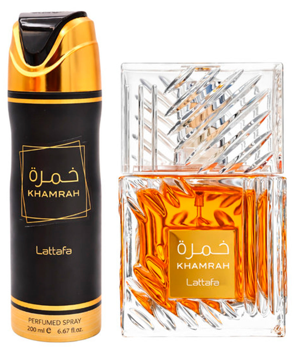 Lattafa Khamrah Eau de Parfum 3.4oz + Perfumed Spray 6.8oz Gift Set Unisex