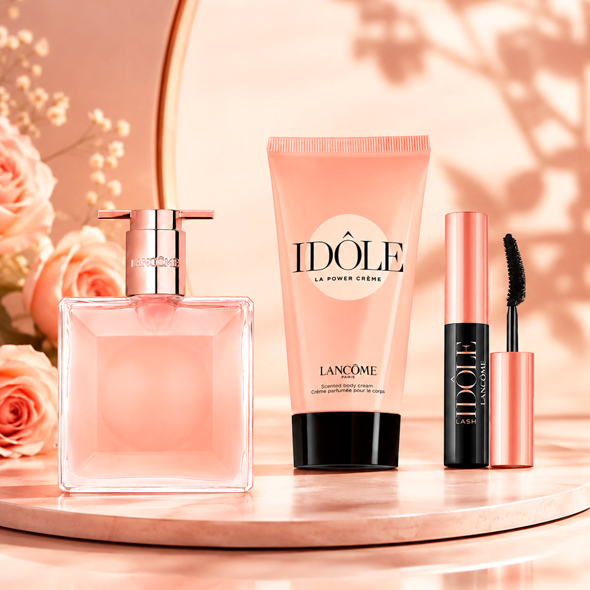 Lancome Idole Eau de Parfum 1.7oz + Body Lotion 1.7oz + Mascara 0.85oz  Gift Set For Women