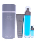 Perry Ellis 360 Eau de Toilette 3.4oz + Body Spray 6oz+ Shower Gel 3oz + Eau de Toilette 0.25oz Gift Set For Men