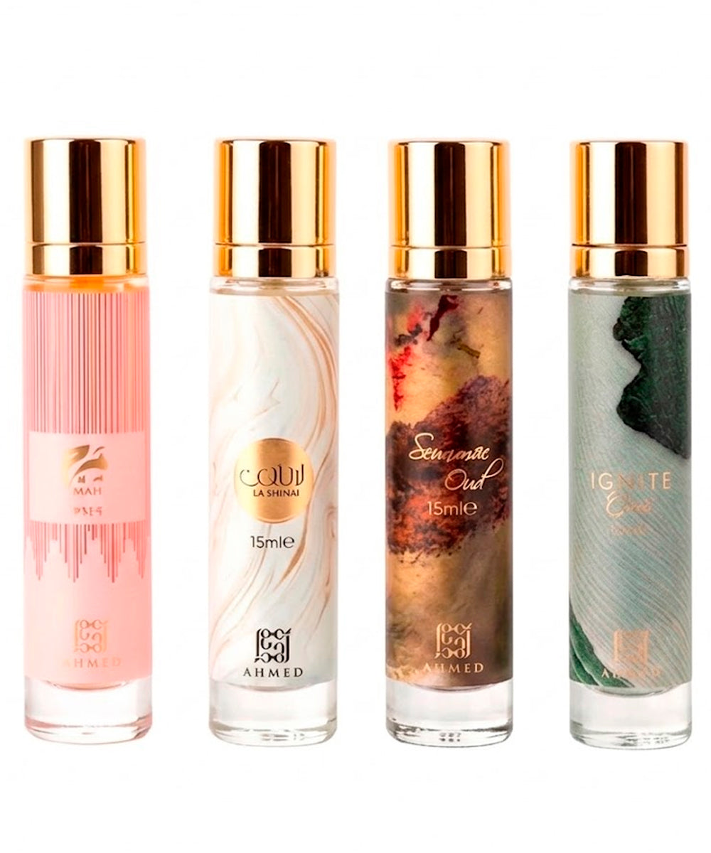 Ahmed Al Maghribi Fragrance Collection For Him Beat Of Marj Eau de Parfum 0.5oz + Laathani Eau de Parfum 0.5oz + Ignite Oud Eau de Parfum 0.5oz + Summer Eau de Parfum 0.5oz Gift Set For Men