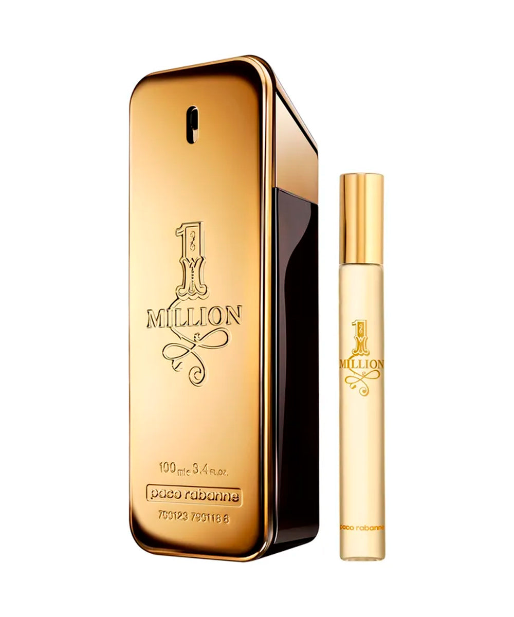 Paco Rabanne 1 Million Eau de Toilette 3.4oz + Eau de Toilette 0.34oz Eau de Toilette Gift Set For Men