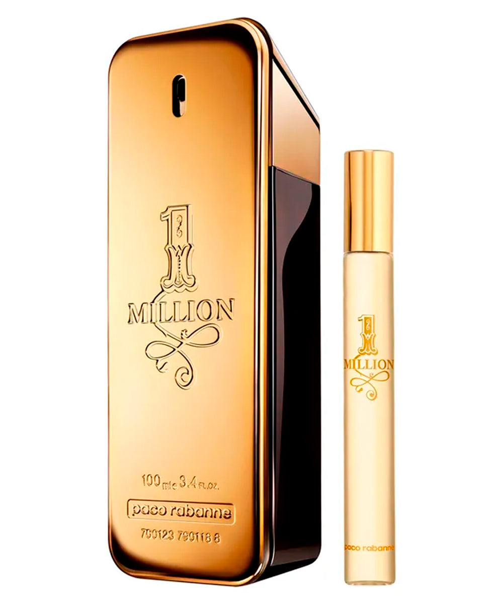 Paco Rabanne 1 Million Eau de Toilette 3.4oz + Eau de Toilette 0.34oz Eau de Toilette Gift Set For Men