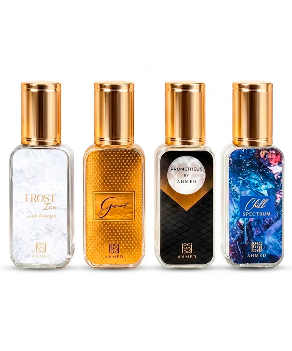 Ahmed Al Maghribi Rodeo Desert Chill Spectrum Eau de Parfum 0.5oz + Garnet Eau de Parfum 0.5oz + Prometheus Eau de Parfum 0.5oz + Frost Ice Eau de Parfum 0.5oz Gift Set Unisex