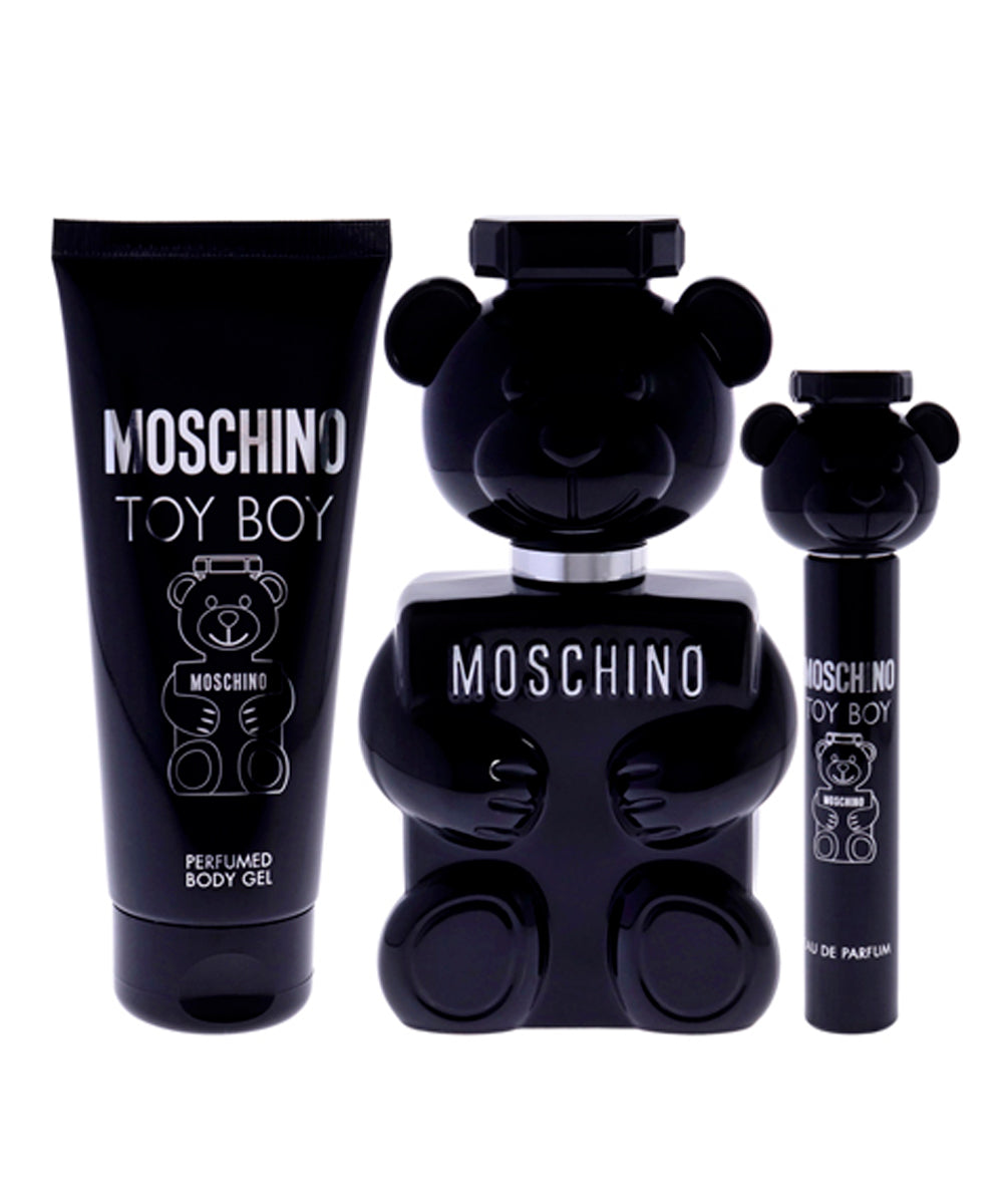 Moschino Toy Boy Eau de Parfum 3.4oz + Eau de Parfum o.34oz + Perfumed Body Gel 3.4oz Gift Set For Men