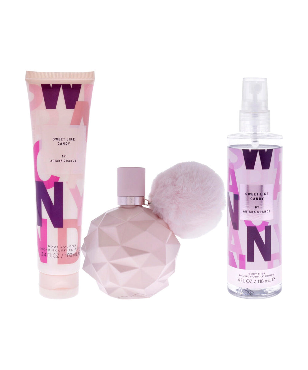 Ariana Grande Sweet Like Candy Eau De Parfum 3.4oz + Body Soufflé 3.4oz + Body Mist 4oz Gift Set For Women