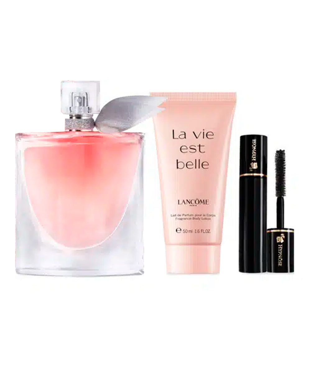 Lancome La Vie Est Belle Eau De Parfum 3.4oz + Body Lotion 1.7oz + Hypnôse Mascara 2ml Gift Set  For Women