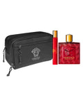 Gianni Versace Eros Flame Eau de Parfum 3.4oz + Eau de Parfum 0.17oz + Black Trousse Gift Set For Men