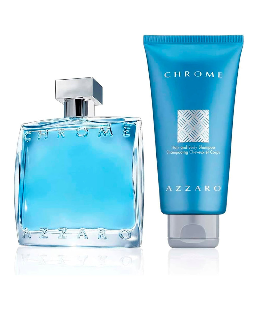 Azzaro Chrome Eau de Toilette 1.7oz + Shampoo 2.5oz Gift Set For Men