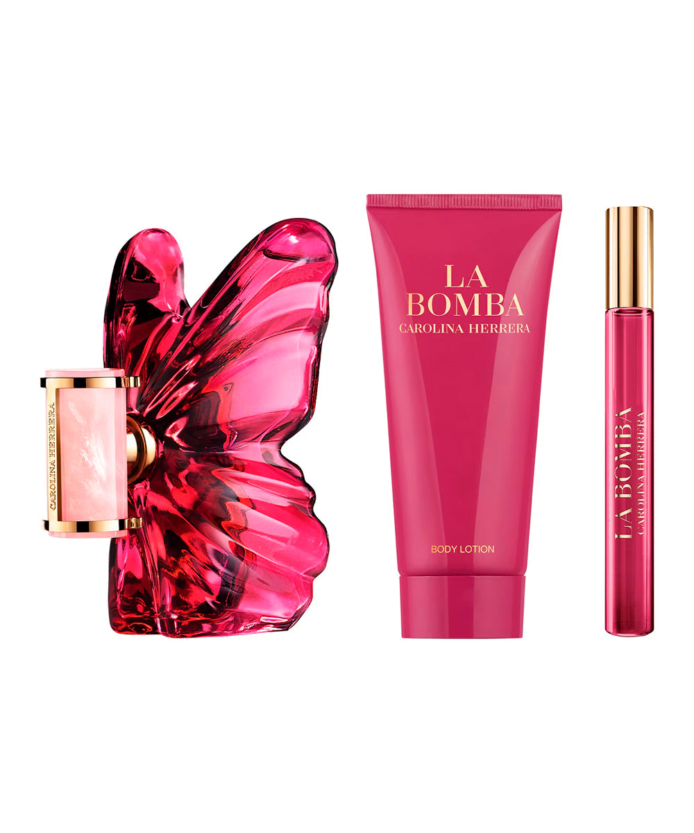 Carolina Herrera La Bomba Eau de Parfum 2.7oz + Eau de Parfum 0.34oz + Body Lotion 3.4oz Gift Set For Women