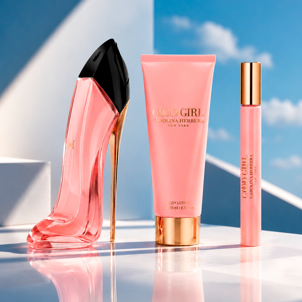 Carolina Herrera Good Girl Blush Eau de Parfum 2.7oz + Eau de Parfum 0.34oz + Body Lotion 3.4oz Gift Set For Women