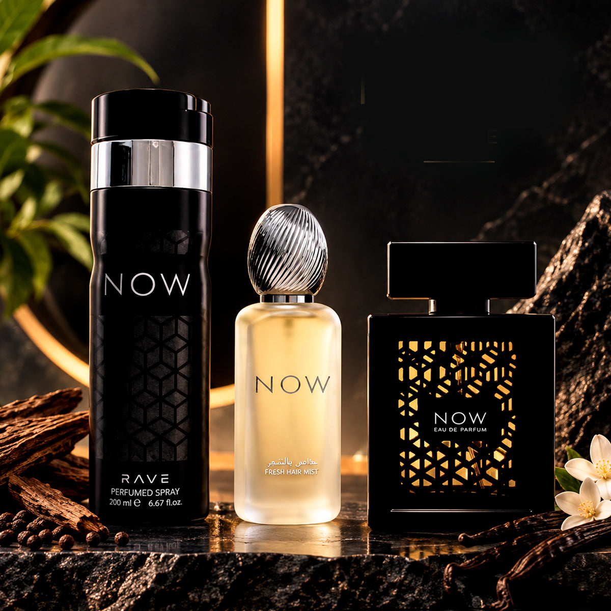 Lattafa Rave Now Eau de Parfum 3.4oz + Deodorant 6.7oz + Hair Mist 1.7oz Gift Set For Men