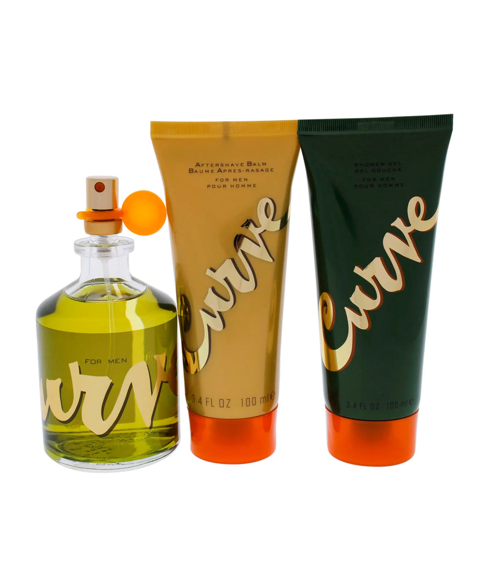 Liz Claiborne Curve Cologne 4.2oz + Shower Gel 3.4oz + After Shave Balm 3.4oz Gift Set For Men