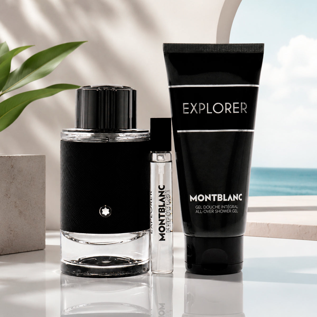 Montblanc Explorer Eau de Parfum 3.3oz + Eau de Parfum 0.25oz + Shower Gel 3.3oz Gift Set For Men