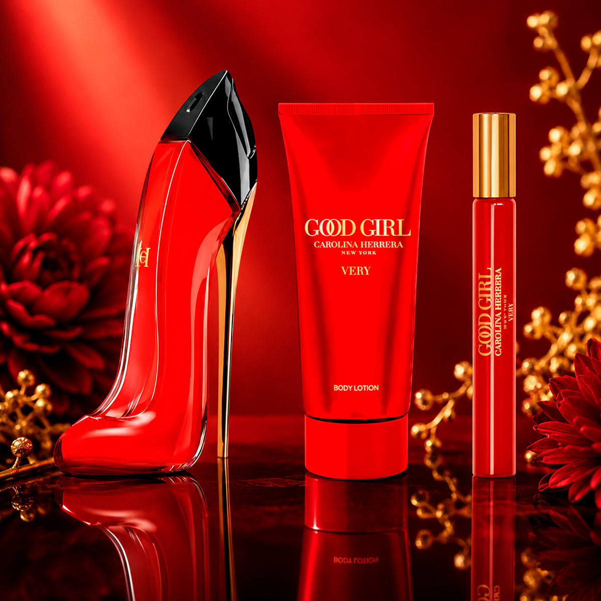 Carolina Herrera Very Good Girl Eau de Parfum 2.7oz + Eau de Parfum 0.34oz + Body Lotion 3.4oz Gift Set For Women