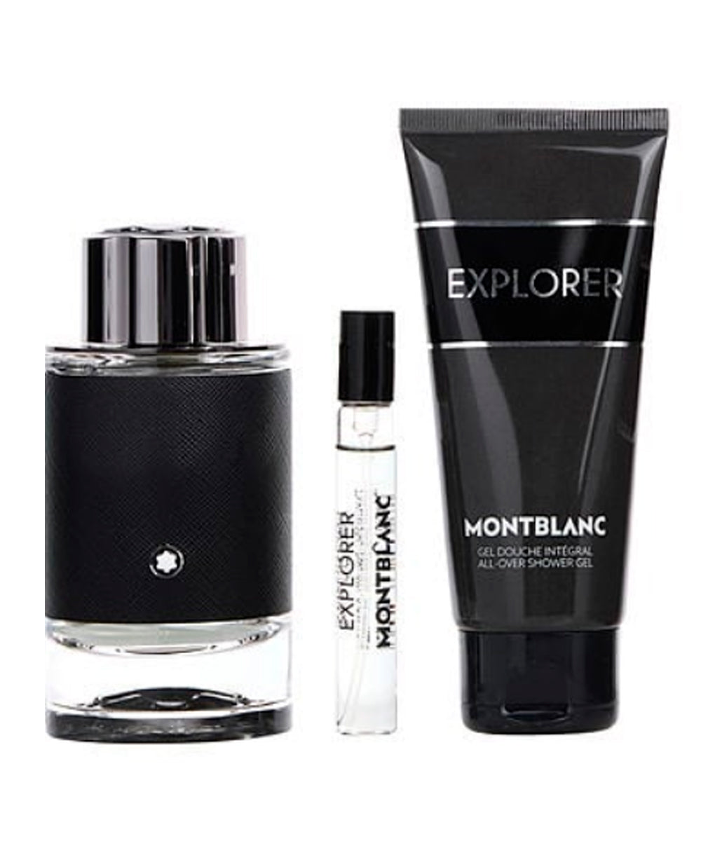 Mont Blanc Explorer Eau de Parfum 3.4oz + Eau de Parfum 0.25oz + 2.6oz Deodorant Gift Set For Men