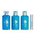 Jo Milano Game of Spades Full House Blue Eau de Parfum 3.4oz + Eau de Parfum 0.34oz + Body Lotion 3.4oz + Shower Gel 3.4oz Gift Set For Men