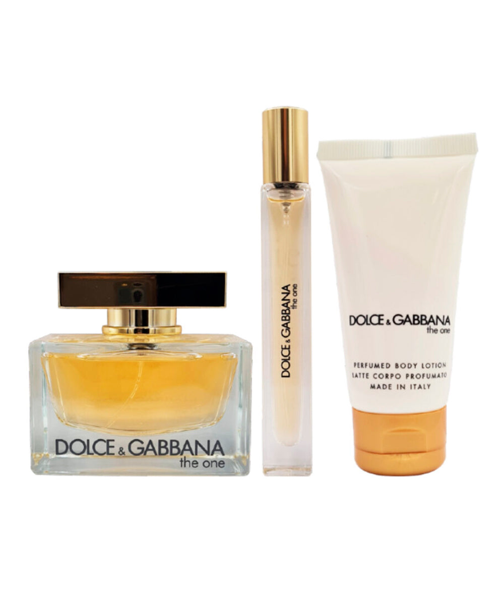 Dolce & Gabbana The One Eau de Parfum 2.5oz + Eau de Parfum 0.33 + 1.7 Body Lotion Gift Set For Women
