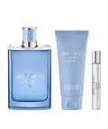 Jimmy Choo Man Aqua Eau De Toilette 3.3oz + Shower Gel 3.3oz + Eau De Toilette 0.25oz Gift Set For Men