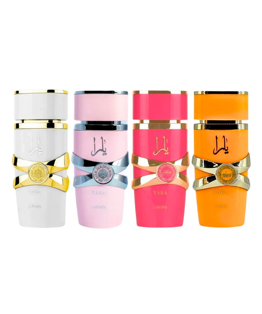 Lattafa Yara Mini Collection Yara Eau de Parfum 0.17oz + Yara Moi Eau de Parfum 0.17oz + Yara Tous Eau de Parfum 0.17oz + Yara Candy Eau de Parfum 0.17oz Gift Set For Women