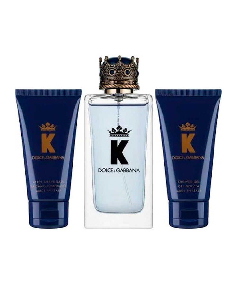 Dolce & Gabbana K Eau De Toilette 3.3oz + Aftershave Balm 1.7oz + Shower Gel 1.7oz Gift Set For Men
