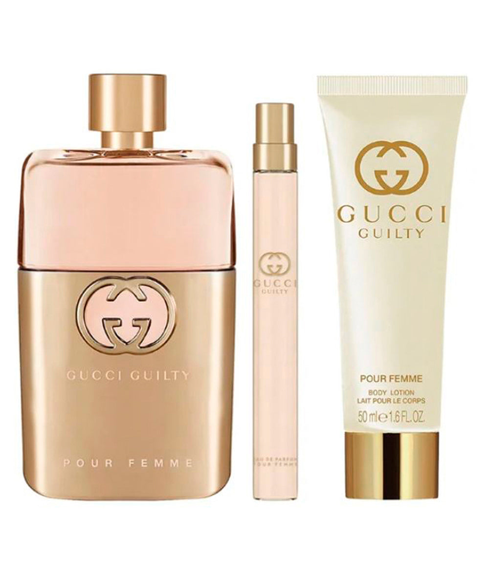 Gucci Guilty Eau de Parfum 3oz + Eau de Parfum 0.33oz + Body Lotion 1.6oz Gift Set For Women