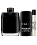 MontBlanc Legend Eau de Parfum 3.3oz + Eau de Parfum 0.25oz + Deodorant Stick 2.5oz Gift Set For Men
