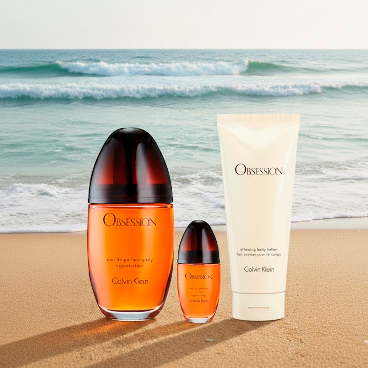 Calvin Klein Obsession Woman Eau de Parfum 3.4oz + Body Lotion 3.4oz + Eau de Parfum 0.5oz Gift Set For Women