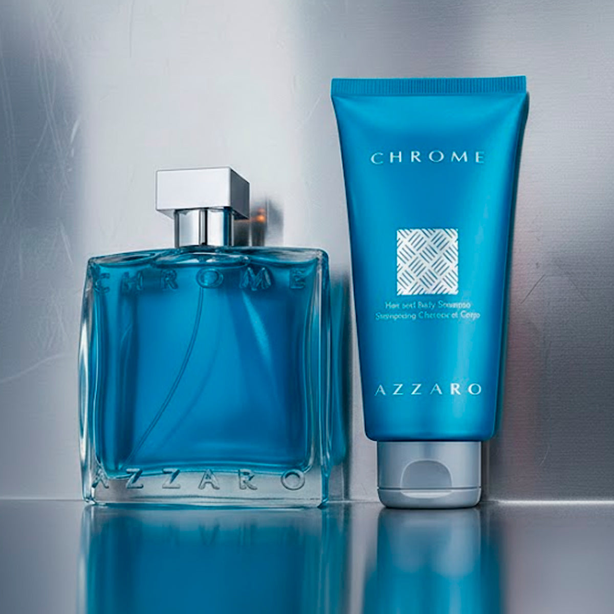 Azzaro Chrome Eau de Toilette 1.7oz + Shampoo 2.5oz Gift Set For Men