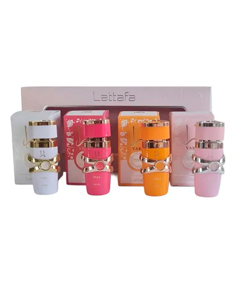 Lattafa Yara Collection Mini Yara Eau de Parfum 0.17oz + Yara Candy Eau de Parfum 0.17oz + Yara Moi Eau de Parfum 0.17oz + Yara Tous Eau de Parfum 0.17oz Gift Set For Women