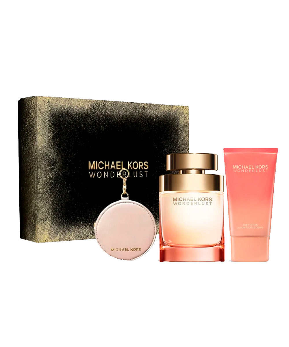 Michael Kors Wonderlust Eau de Parfum 3.4oz + Body Lotion 3.4oz + Round Purse Gift Set For Women