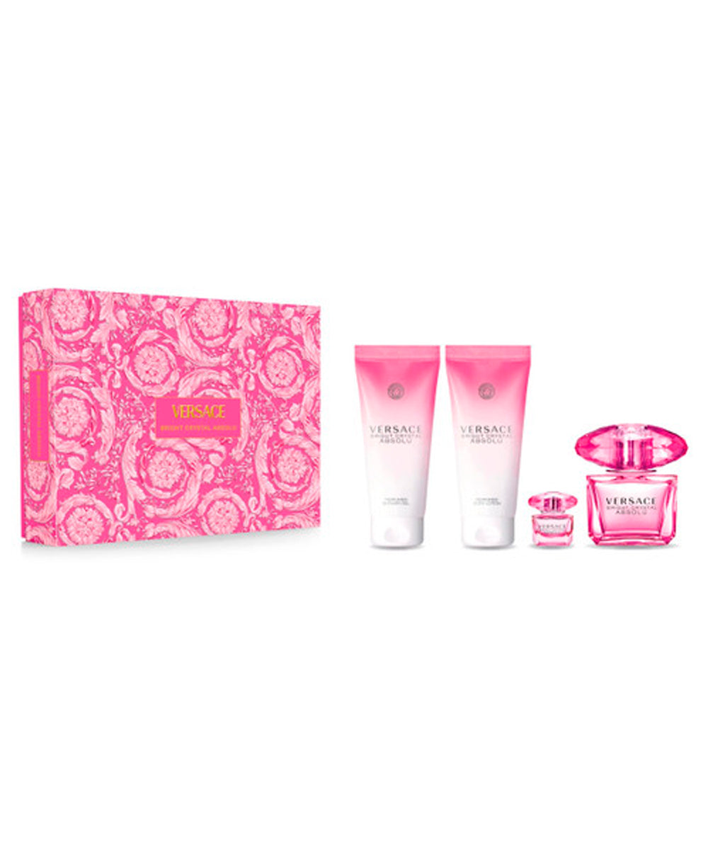 Gianni Versace Bright Crystal Absolu Eau de Perfum 3oz + Eau de Perfum 0.17oz + BodyLotion 3.4oz + Shower Gel 3.4oz Gift Set For Women
