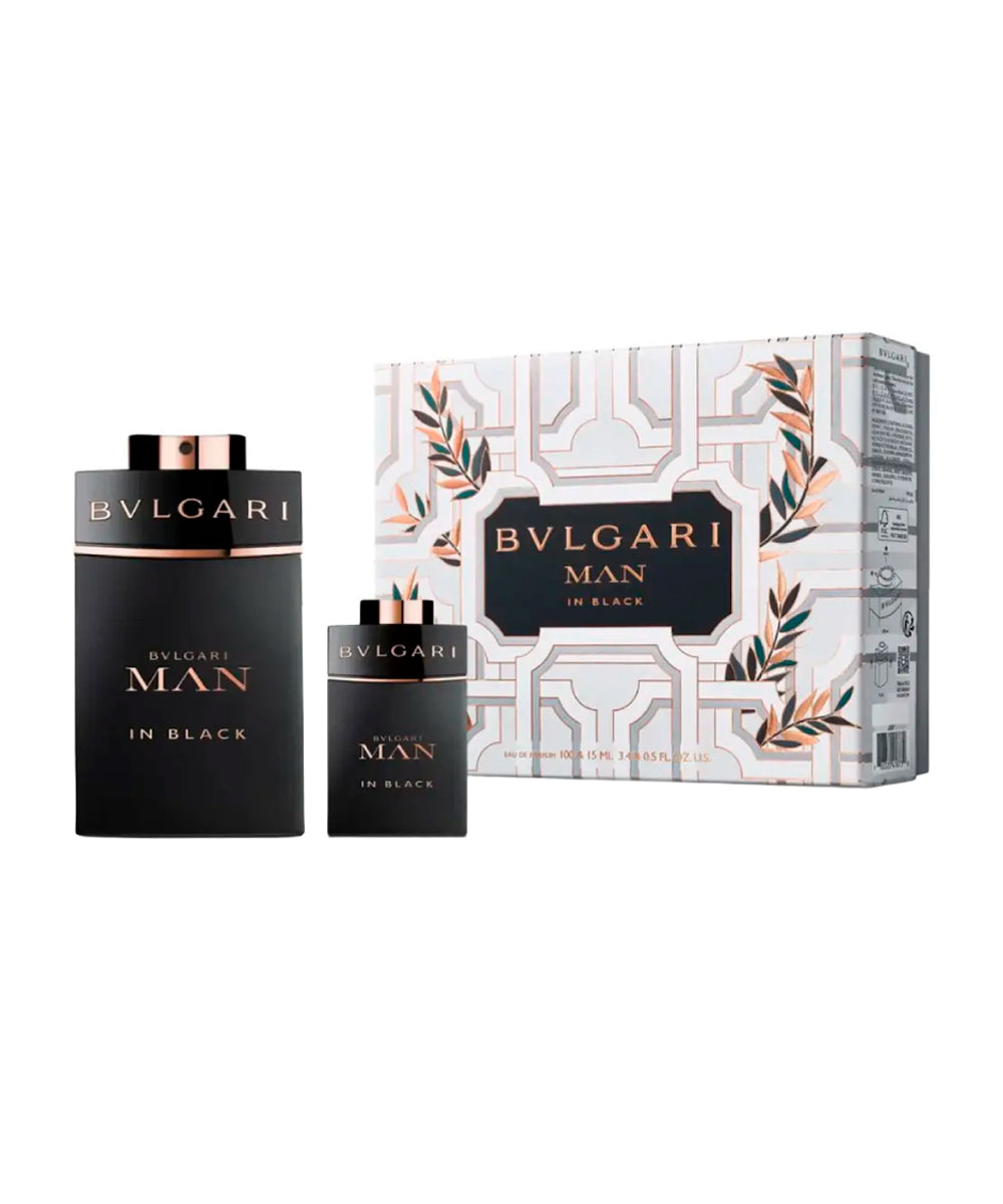 Bvlgari Man In Black Eau de Parfum 3.4oz + Mini 0.5oz Gift Set For Men