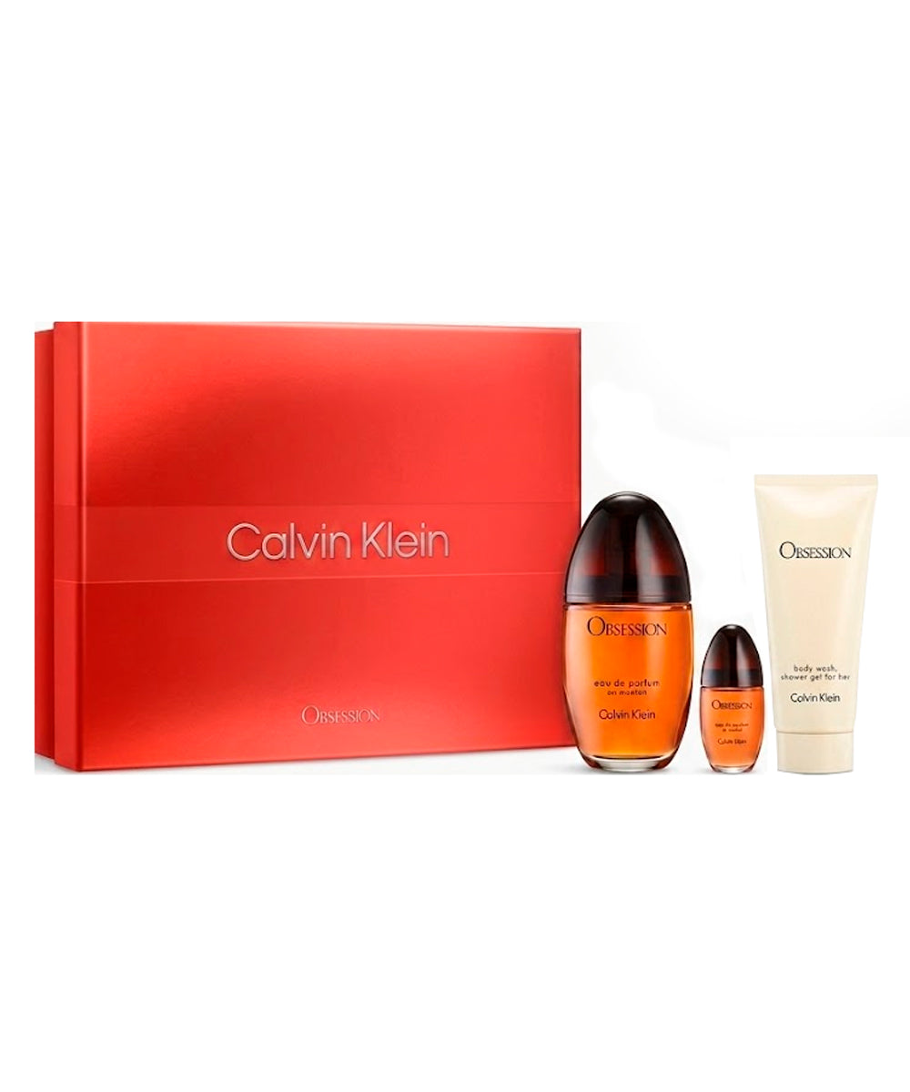 Calvin Klein Obsession Eau de Parfum 3.4oz + Eau de Parfum 0.5oz + Body Lotion 3.3oz Gift Set For Women