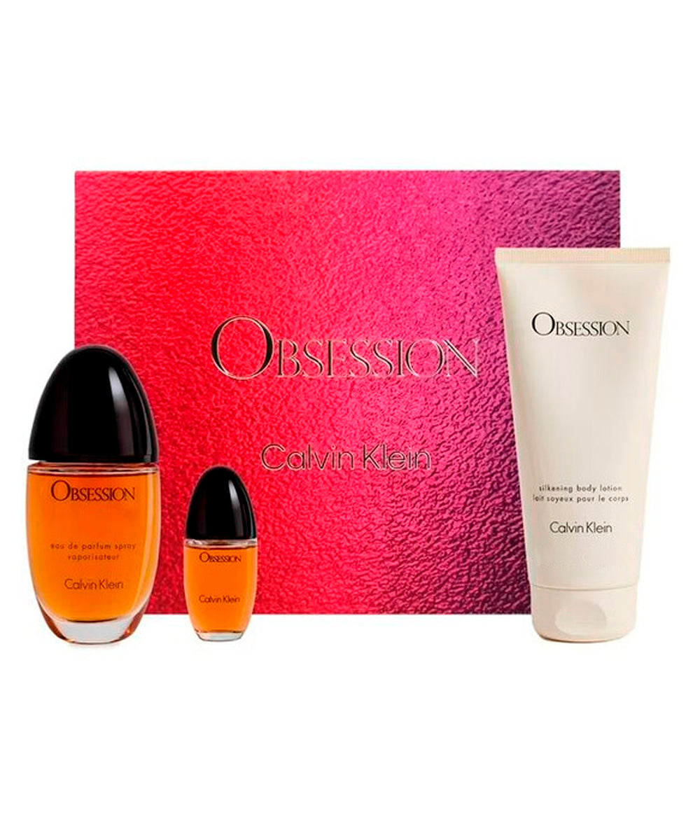 Calvin Klein Obsession Woman Eau de Parfum 3.4oz + Body Lotion 3.4oz + Eau de Parfum 0.5oz Gift Set For Women