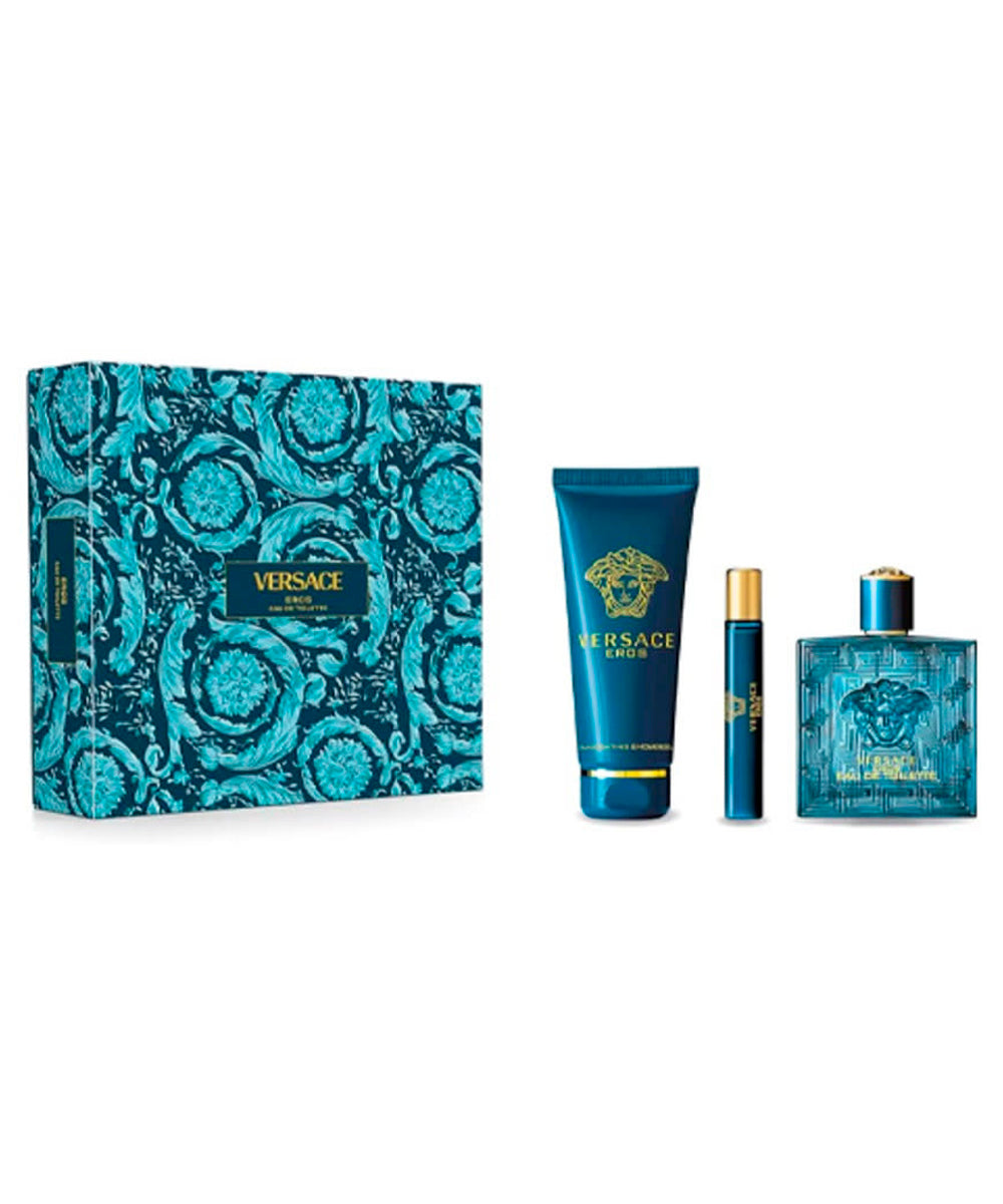 Gianni Versace Eros Pour Home Eau de Toilette 3.4oz + Eau de Toilette 0.17oz + Shower Gel 5oz Gift Set For Men