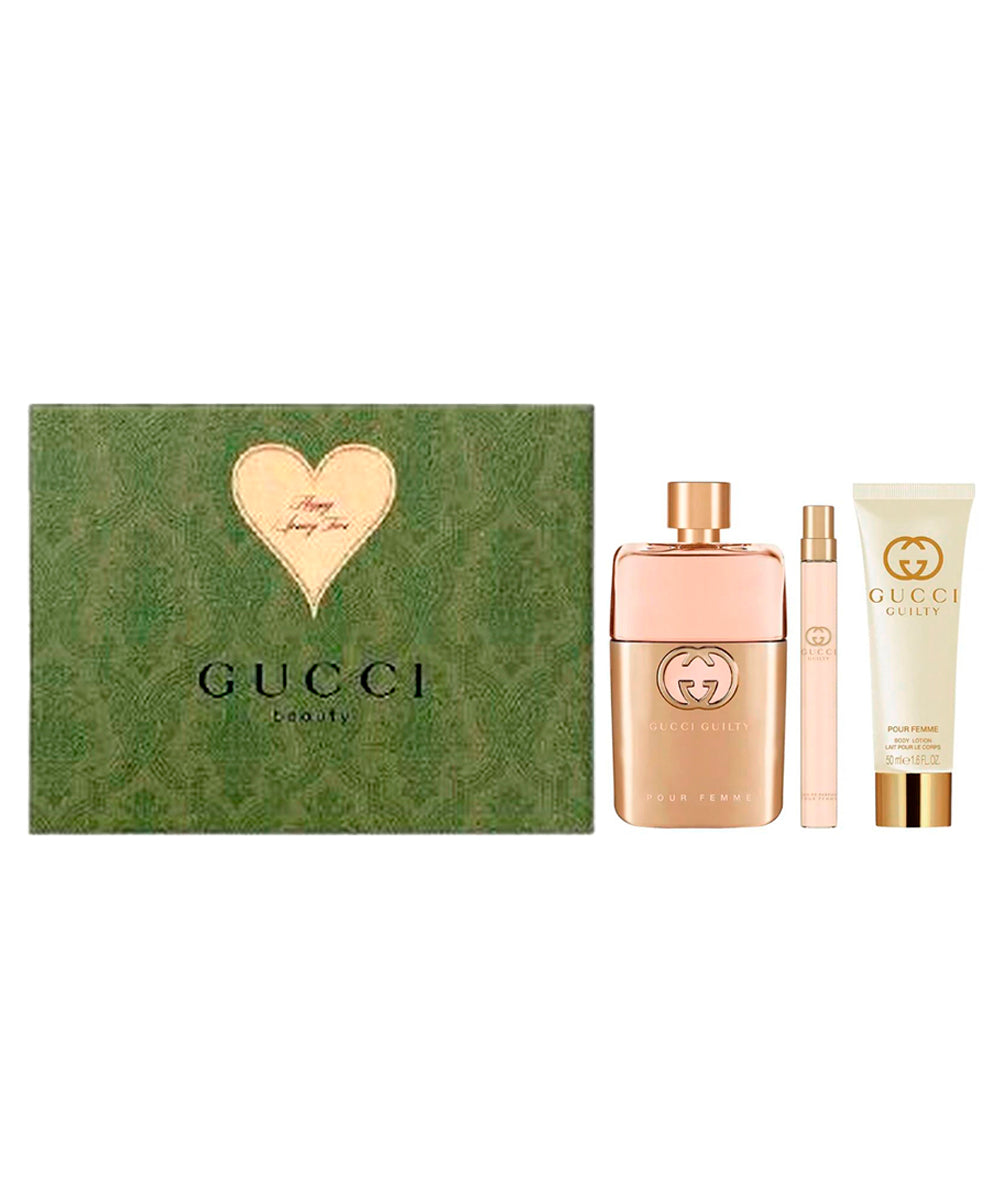 Gucci Guilty Eau de Parfum 3oz + Eau de Parfum 0.33oz + Body Lotion 1.6oz Gift Set For Women