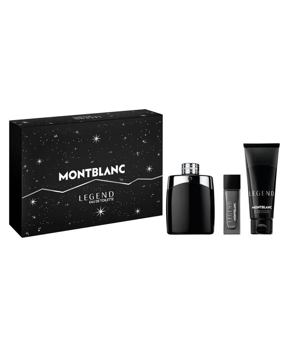 Montblanc Legend Eau de Toilette 3.3oz + Eau de Toilette 0.5oz + Shower Gel 3.4oz Gift Set For Men