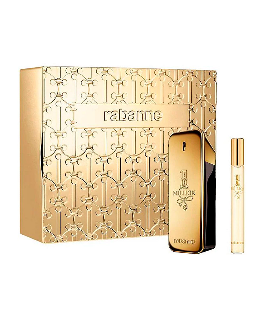Paco Rabanne 1 Million Eau de Toilette 3.4oz + Eau de Toilette 0.34oz Eau de Toilette Gift Set For Men