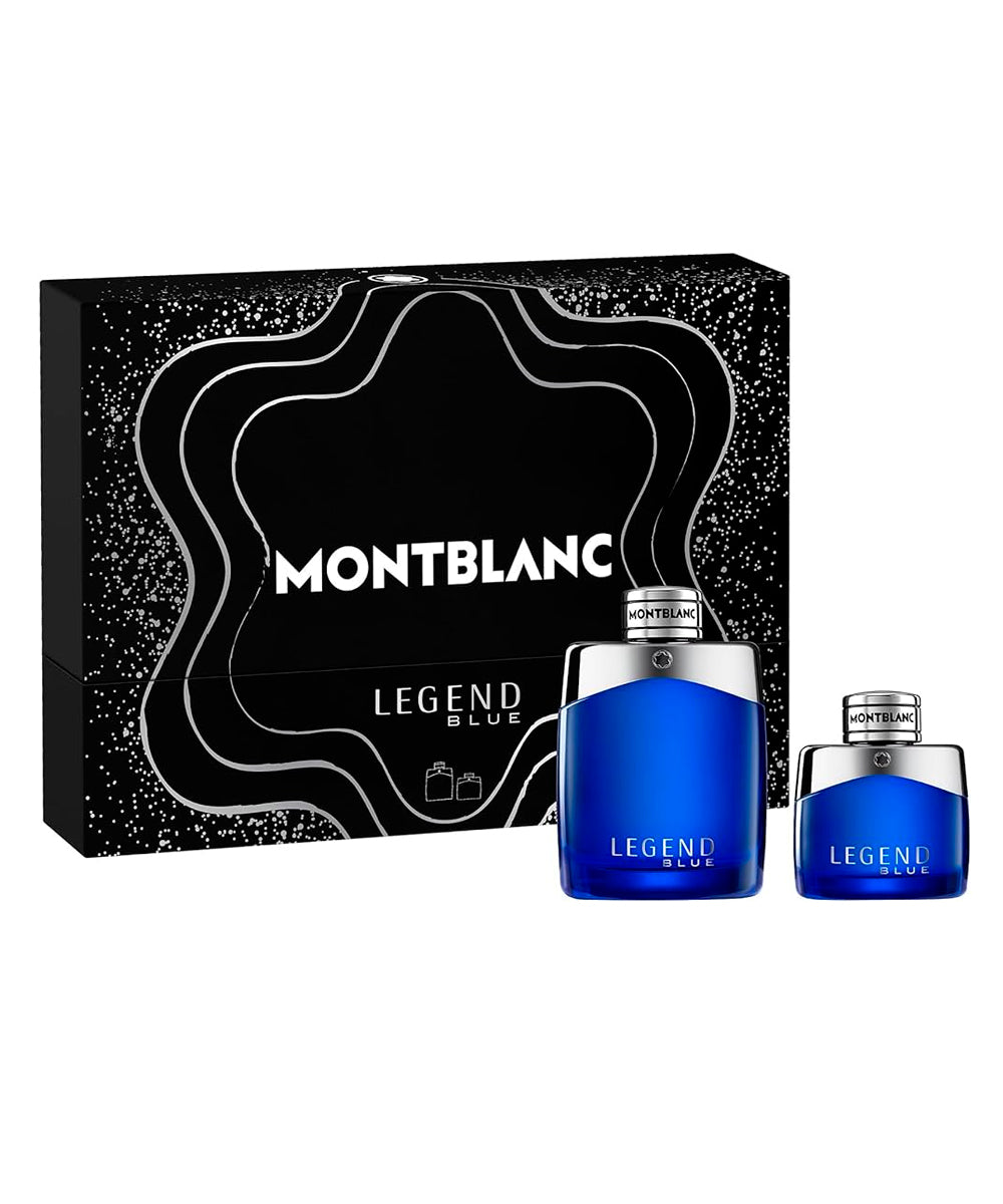 Montblanc Legend Blue Eau de Parfum 3.3oz + Travel Bottle 1oz Gift Set For Men