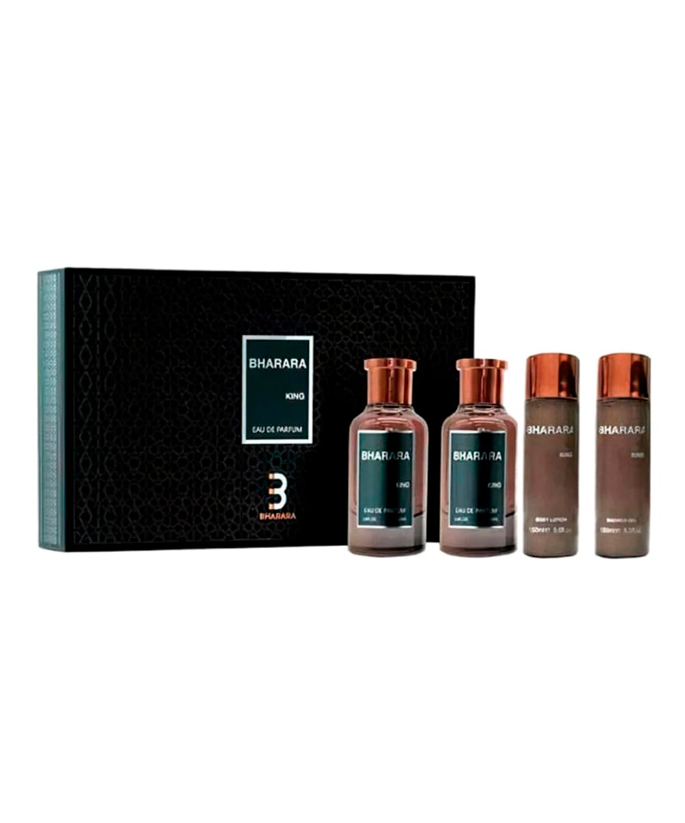 Bharara King Eau de Parfum 3.4oz + Body Lotion 3.4oz + Shower Gel 3.4oz + After Shave 3.4oz Gift Set For Men