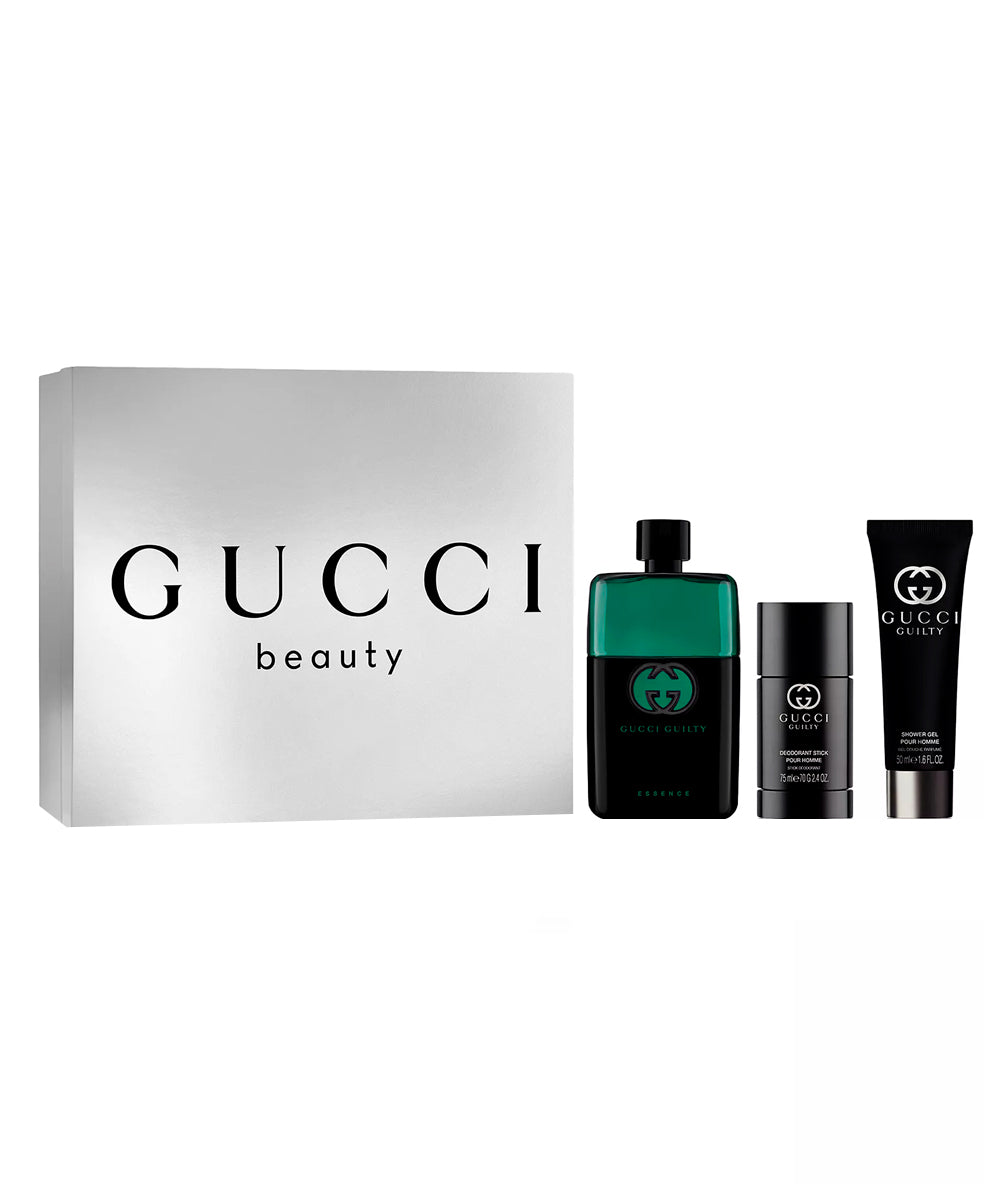 Gucci Guilty Essence Eau de Toilette 3oz + Deodorant Stick 2.4oz + Shower Gel 1.6oz Gift Set For for Men