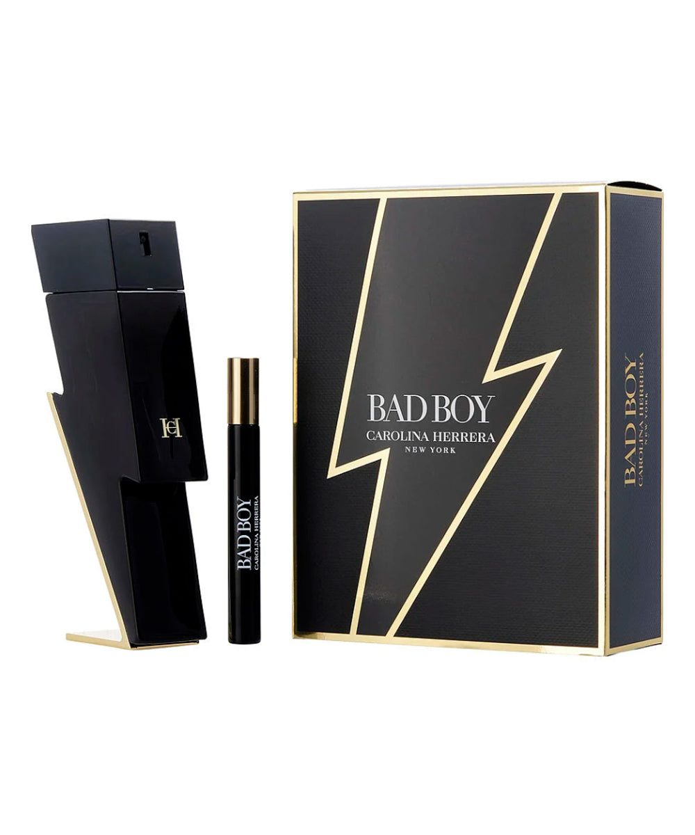 Carolina Herrera Bad Boy Eau de Toilette 3.4oz + Mini 0.34oz Gift Set For Men
