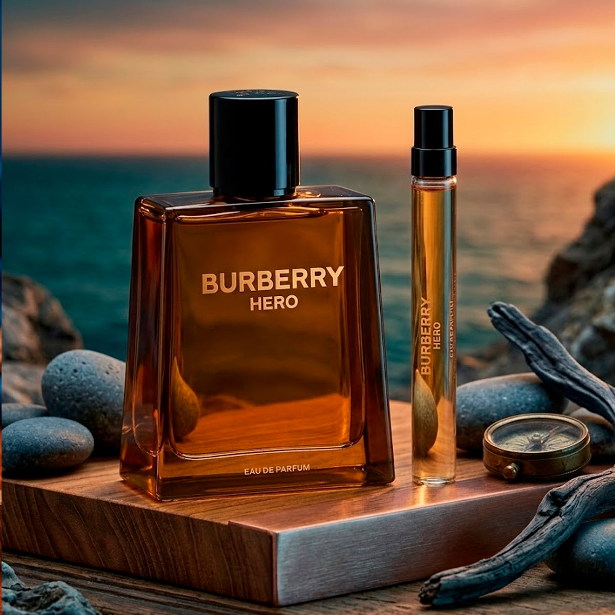 Burberry Hero Eau de Parfum 3.3oz + Eau de Parfum 0.34oz Gift Set For Men