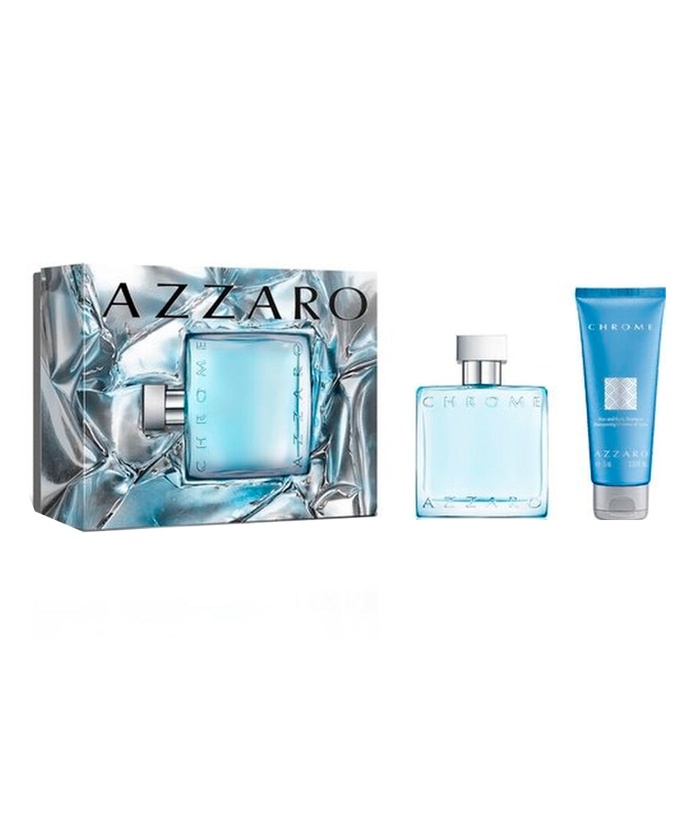 Azzaro Chrome Eau de Toilette 1.7oz + Shampoo 2.5oz Gift Set For Men