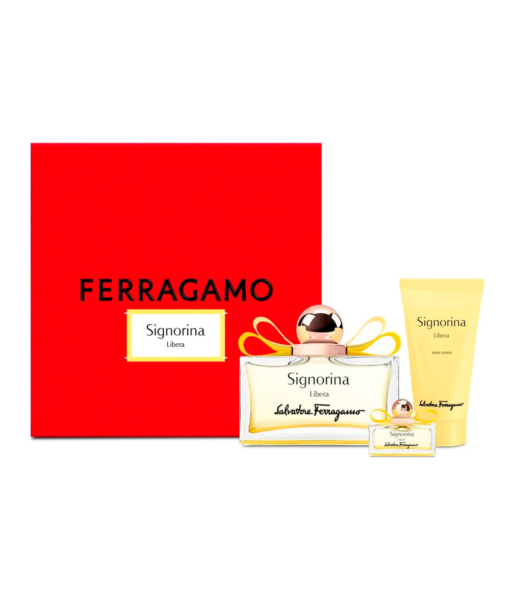 Salvatore Ferragamo Signorina Libera Eau De Parfum 3.4oz + Eau De Parfum 0.17oz + Body Lotion 1.7oz Gift Set For Women
